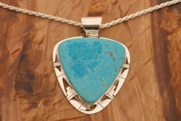 Native American Jewelry Genuine Kingman Turquoise Pendant